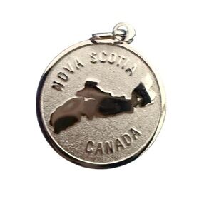 Sterling Silver Nova Scotia Canada Charm – Cutout Map – Vintage Travel Jewelry